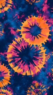 绚丽扎染风花卉图案