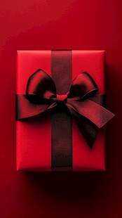 红色礼盒配黑色蝴蝶结
