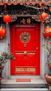 中式红门迎新春氛围浓