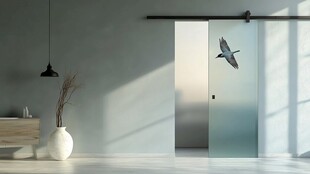 简约现代风带飞鸟图案移门