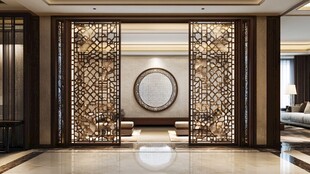 中式镂空屏风客厅雅致设计
