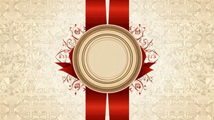复古花纹红丝带徽章背景