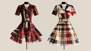 两款格子风时尚连衣裙展示