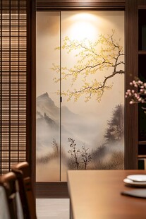 中式山水花鸟移门装饰