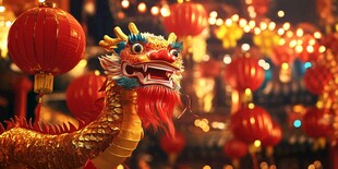 舞龙闹春 红灯笼添喜庆