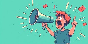 大声宣传的活力年轻人