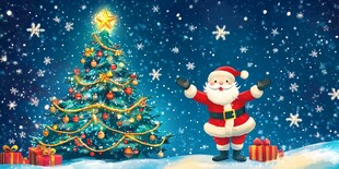 欢乐圣诞 圣诞老人与圣诞树