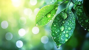 晨露润绿叶 清新自然景