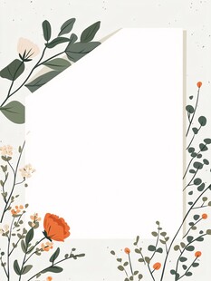 花卉环绕的空白装饰画框
