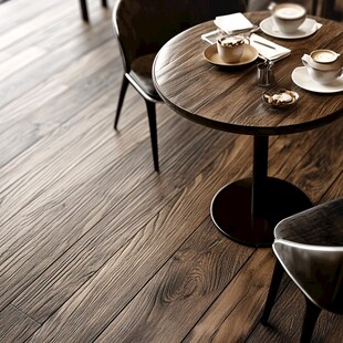 木质地板上的温馨咖啡桌