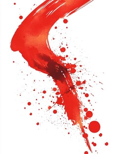 红色泼墨笔触艺术图案