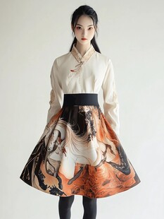 古风汉服女子展现飘逸裙摆