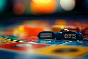 桌上的桌游棋子与多彩版图