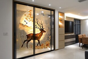 鹿影装饰的现代客厅移门