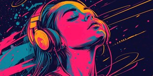 沉浸音乐的梦幻女孩