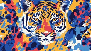 斑斓豹头 艺术风动物图案