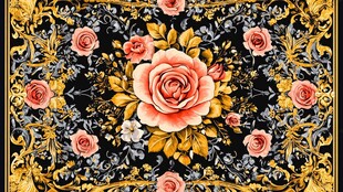 奢华花卉图案精美方巾