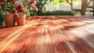 木质露台与鲜艳盆栽景观