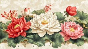 多彩荷花绽放图