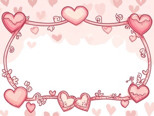 粉色爱心边框浪漫背景图