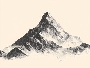 水墨风格巍峨山峰图