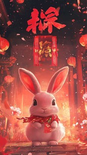 可爱萌兔贺新春