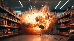 超市内爆炸瞬间场景