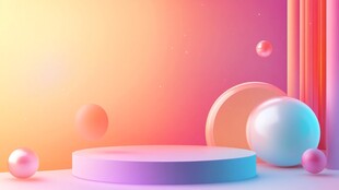 梦幻渐变产品展示立体场景