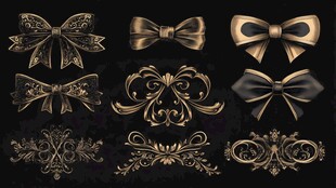 复古金色蝴蝶结装饰图案
