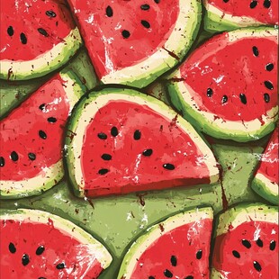 手绘西瓜切片图案背景