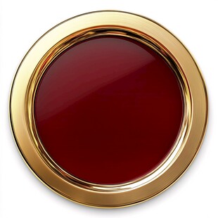 金色边框深红色圆形按钮