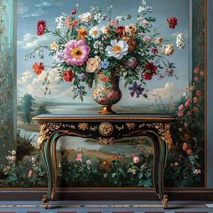 欧式古典花瓶花卉装饰画