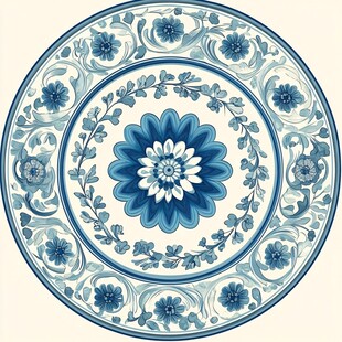 青花瓷盘花卉图案设计