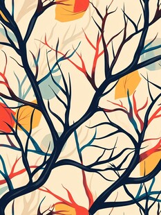 抽象树枝多彩图案背景