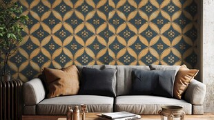 复古几何图案客厅沙发背景