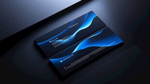 科技风动感蓝色名片设计