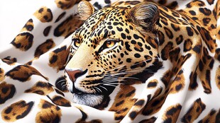 豹纹图案布料上的豹子形象