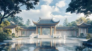 中式园林建筑静谧之景