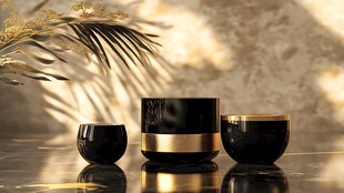 奢华黑金陶瓷器皿组合