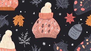 冬日针织服饰与落叶图案