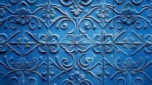 蓝色雕花墙面纹理图案