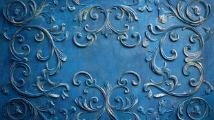 蓝色雕花墙面艺术纹理