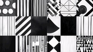 黑白几何图案创意拼贴