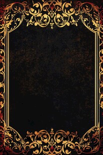 复古金色花纹黑色边框背景