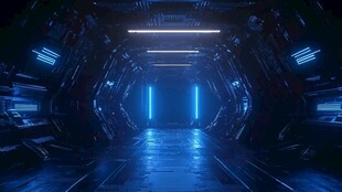 未来科技感的科幻隧道空间