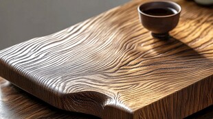 木质茶盘上的精致小茶杯