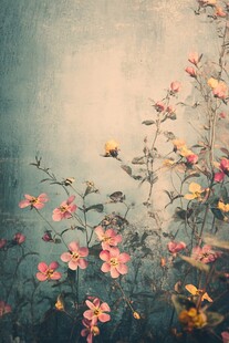 复古风下绽放的缤纷小花