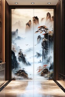 中式山水玄关壁画装饰