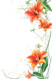 橙色百合花花卉装饰图