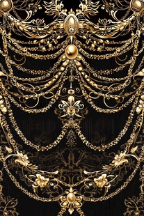 奢华黑金链条装饰图案